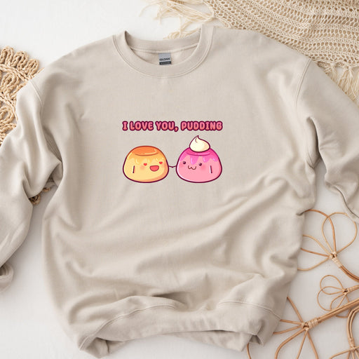 a white sweatshirt with two donuts on it
