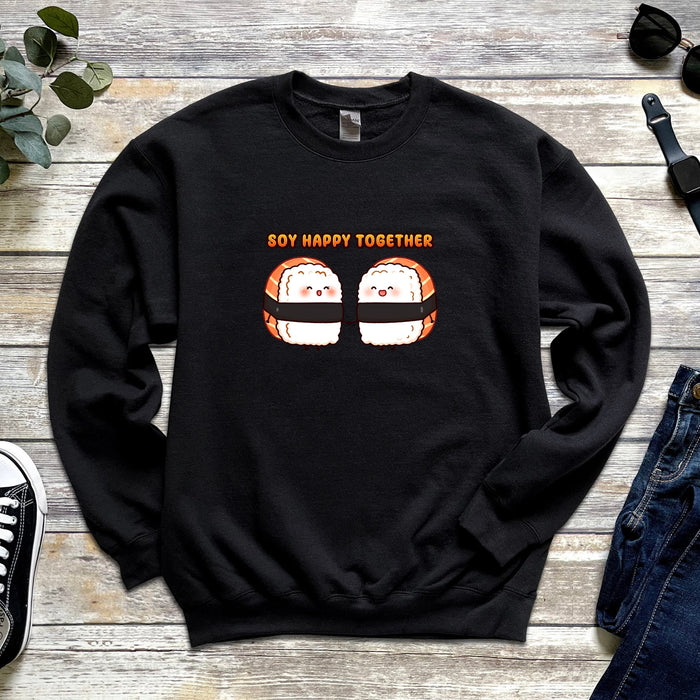 a black sweater with a picture of two sushi sushi sushi sushi