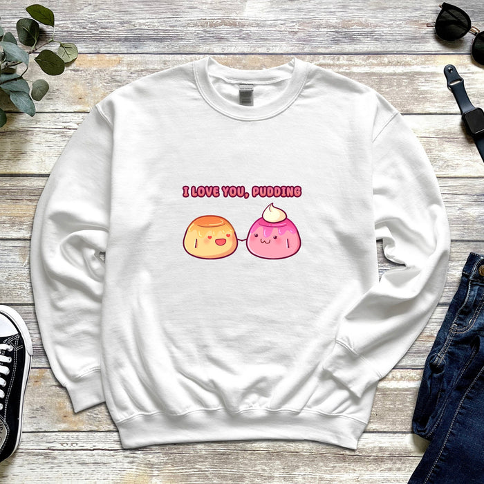a white sweatshirt with two donuts on it