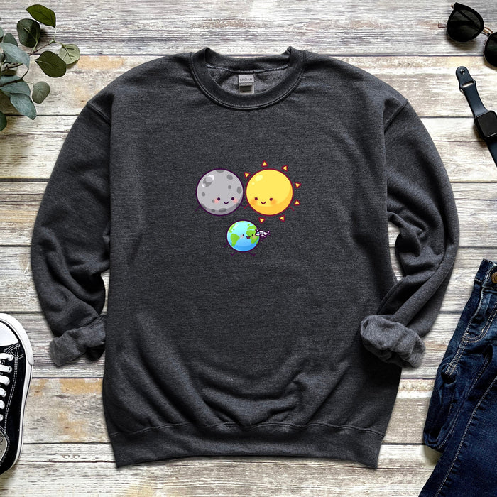 an image of a sweatshirt with the sun and moon on it
