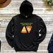 a black hoodie with pizza and pizza on it