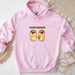 a pink hoodie with two burritos on it