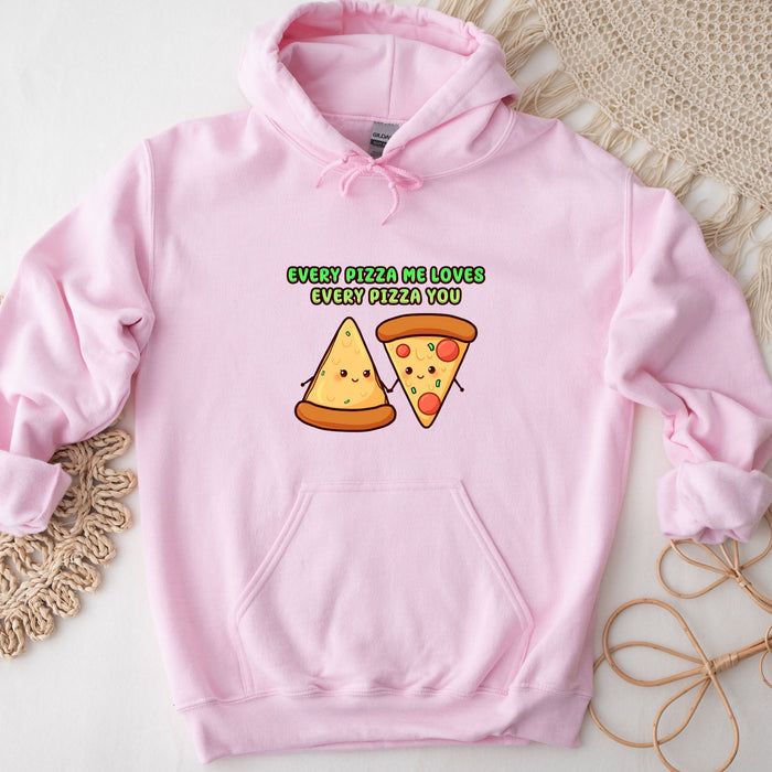a pink hoodie with a slice of pizza on it