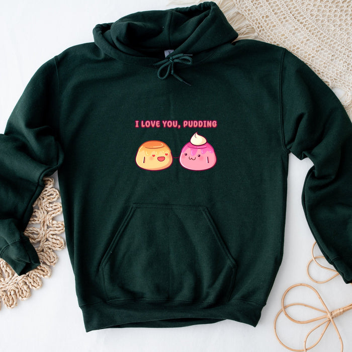 a green hoodie with two donuts on it