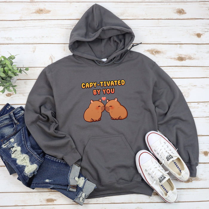 a gray hoodie with a couple of dogs on it