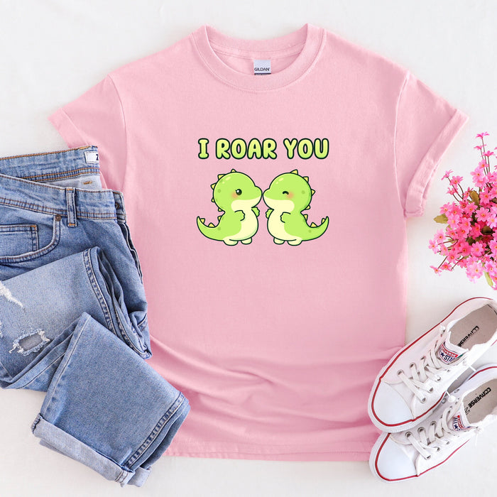 Dinosaur Couple "I Roar You" T-Shirt | Cute T-Rex Holiday Gift Valentine's Day Boyfriend Girlfriend Husband Wife Matching Outfit