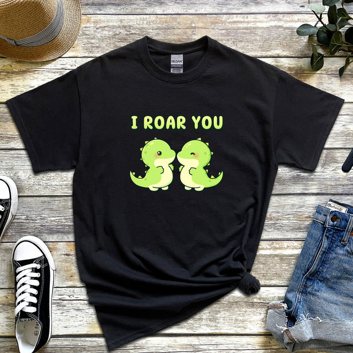 Dinosaur Couple "I Roar You" T-Shirt | Cute T-Rex Holiday Gift Valentine's Day Boyfriend Girlfriend Husband Wife Matching Outfit