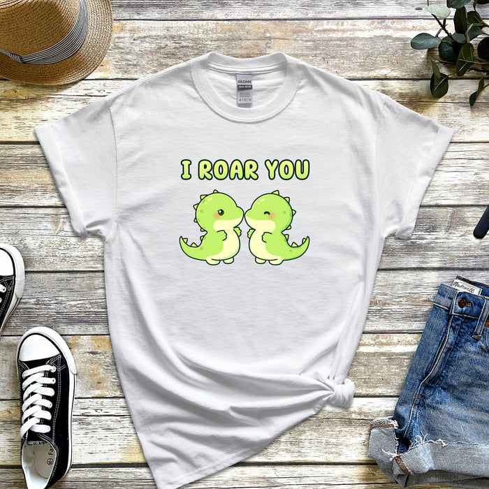 Dinosaur Couple "I Roar You" T-Shirt | Cute T-Rex Holiday Gift Valentine's Day Boyfriend Girlfriend Husband Wife Matching Outfit