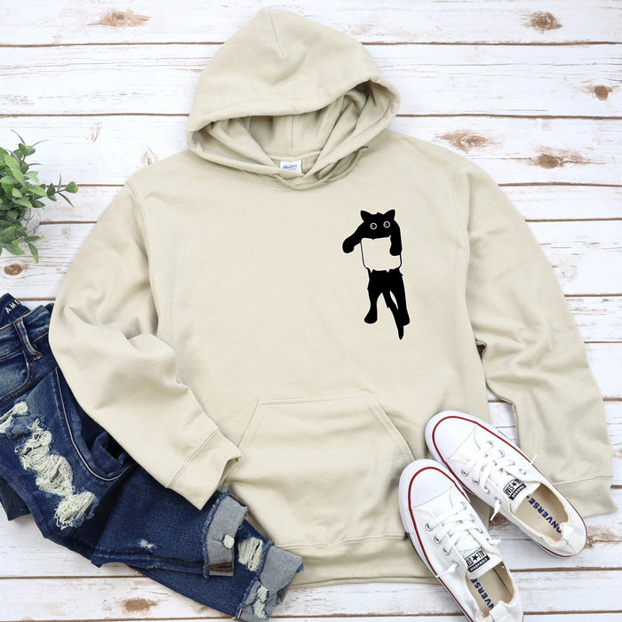 Black Cat in Pocket Hoodie