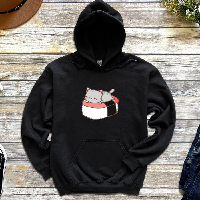 Napping Cat on Sushi Bed Hoodie