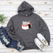 a gray sweatshirt with a cat eating sushi on it