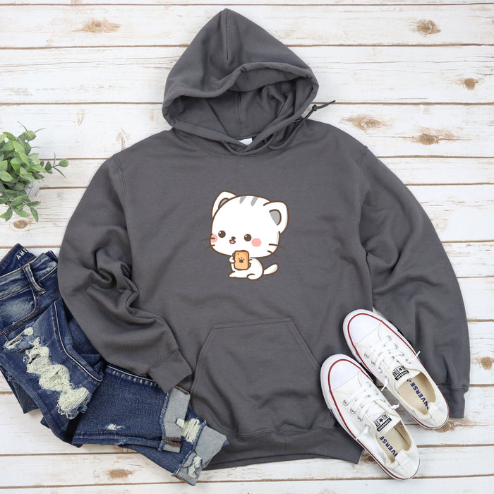 a gray hoodie with a white bear on it