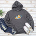 a gray hoodie with a dog on it
