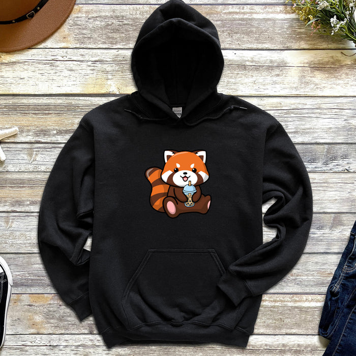 Red Panda Drinking Boba Tea Hoodie