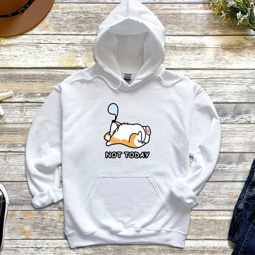 a white hoodie with a cartoon dog on it