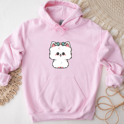 a pink sweatshirt with a picture of a dog on it