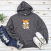 a gray hoodie with a picture of a fox on it
