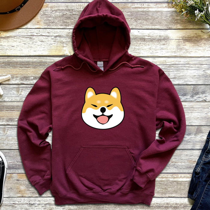 a red hoodie with a dog&#39;s face on it