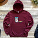 a red hoodie with a coffee cup on it