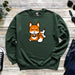 a green sweatshirt with a picture of a fox on it