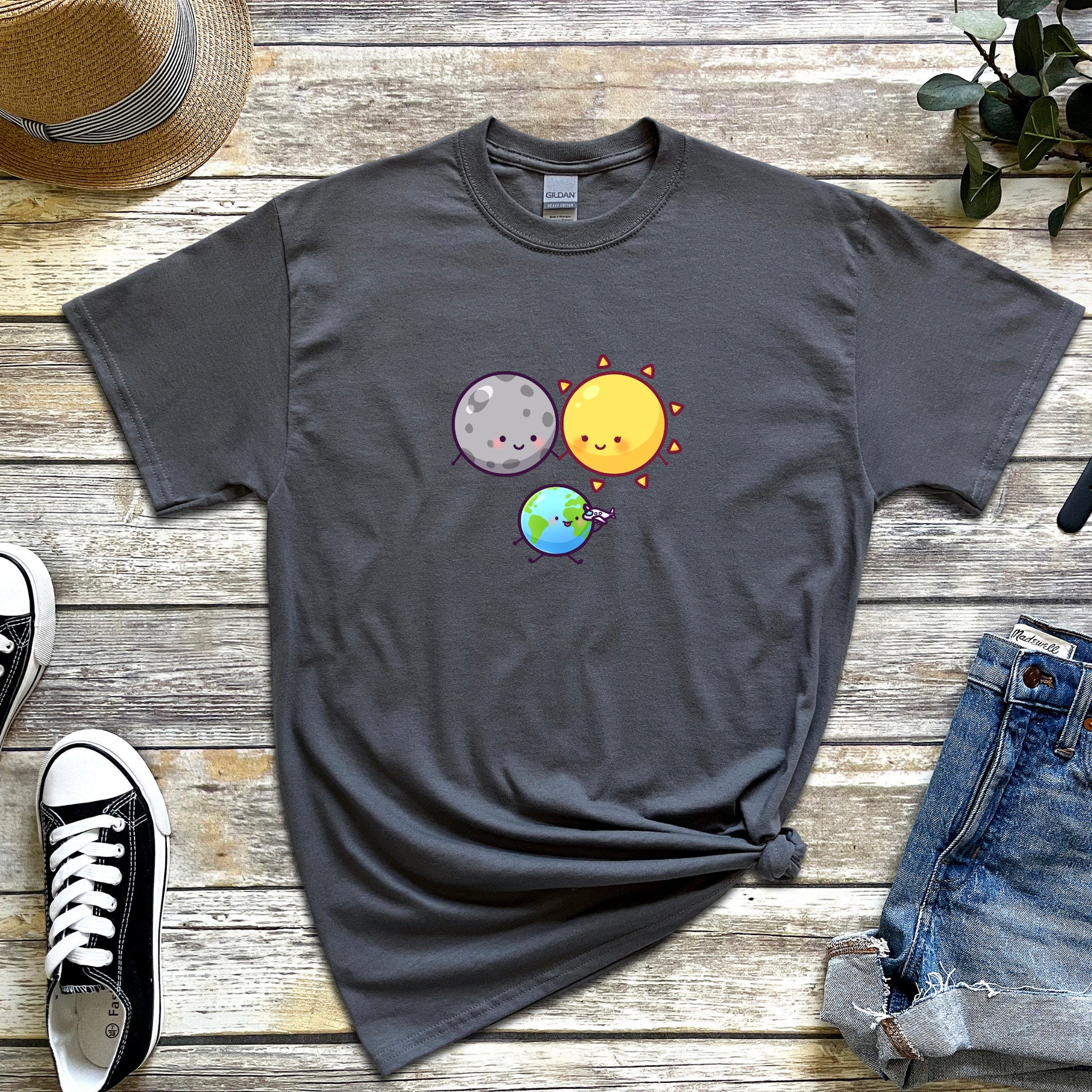 Moon Sun and Earth Family T-Shirt