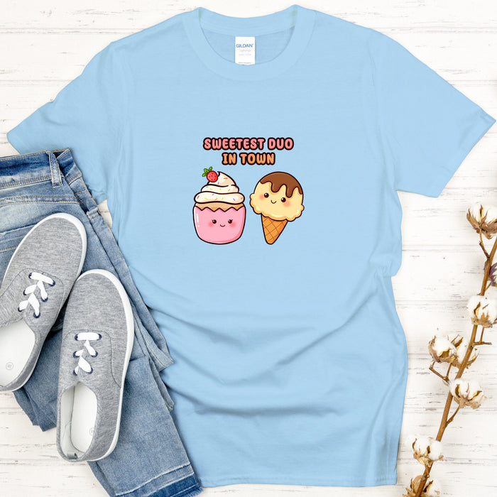 Cupcake and Ice Cream Couple "Sweetest Duo in Town" T-Shirt