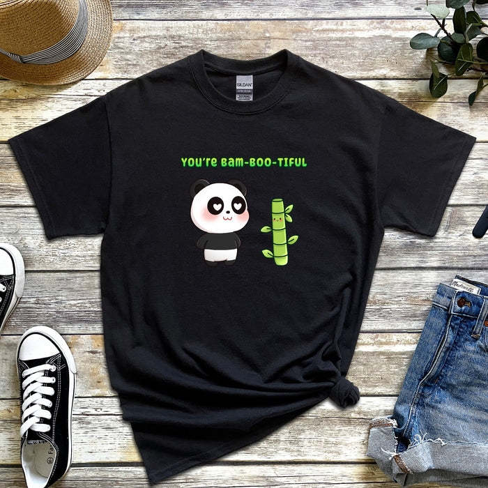 Panda and Bamboo Couple "You're Bambootiful" T-Shirt