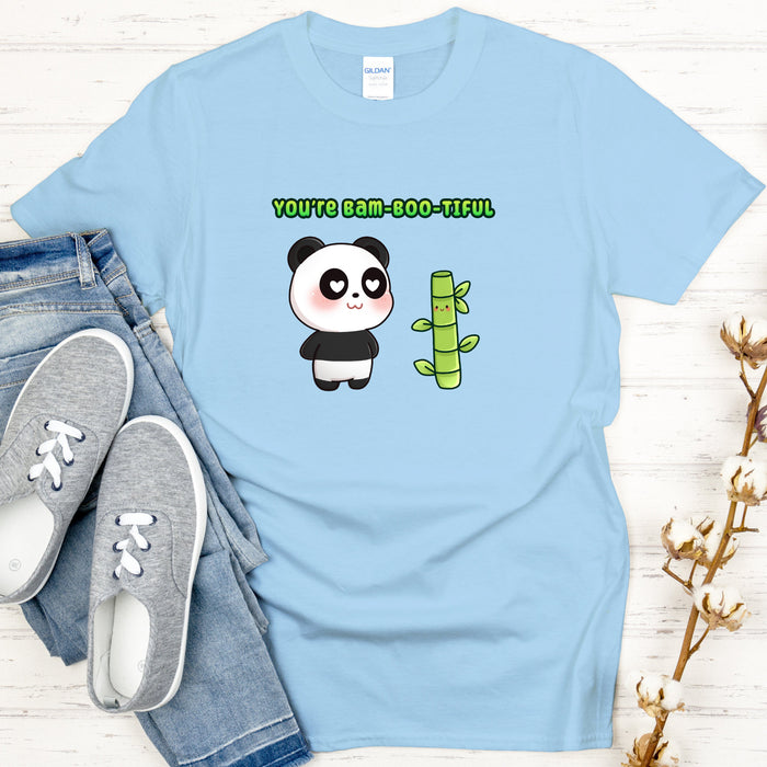 Panda and Bamboo Couple "You're Bambootiful" T-Shirt