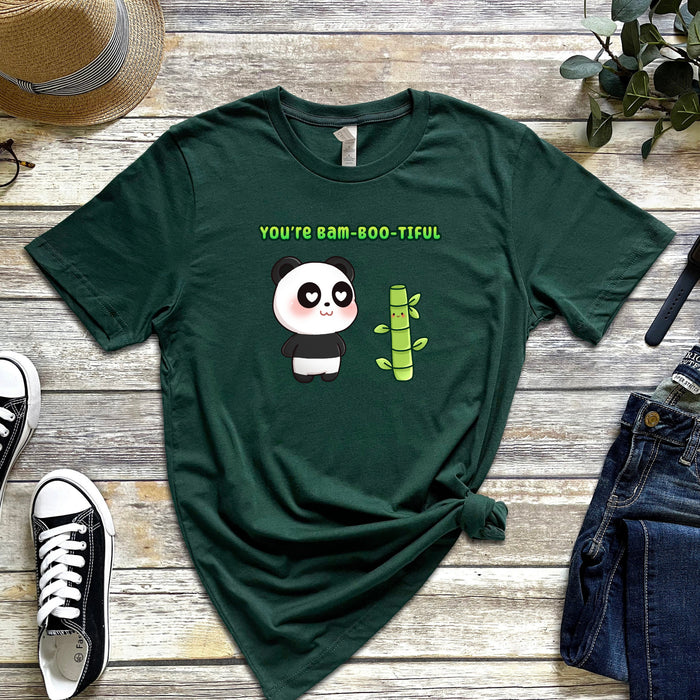 Panda and Bamboo Couple "You're Bambootiful" T-Shirt