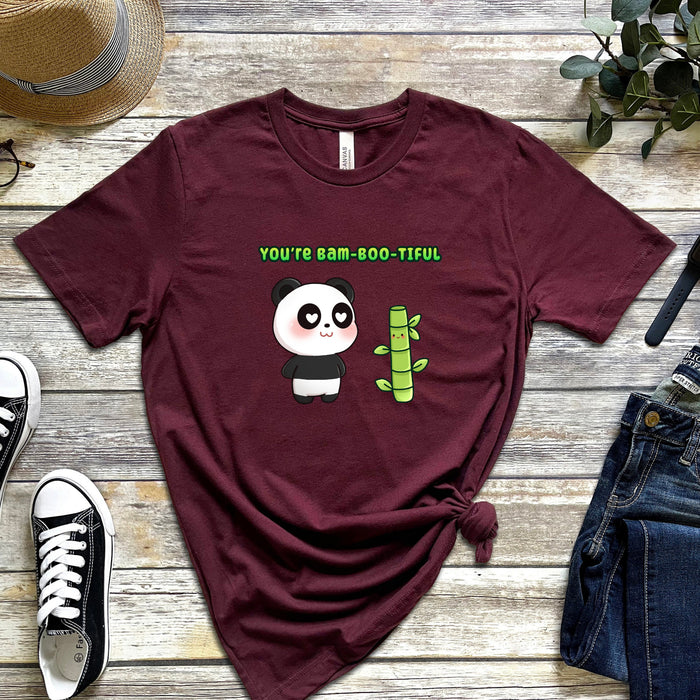 Panda and Bamboo Couple "You're Bambootiful" T-Shirt