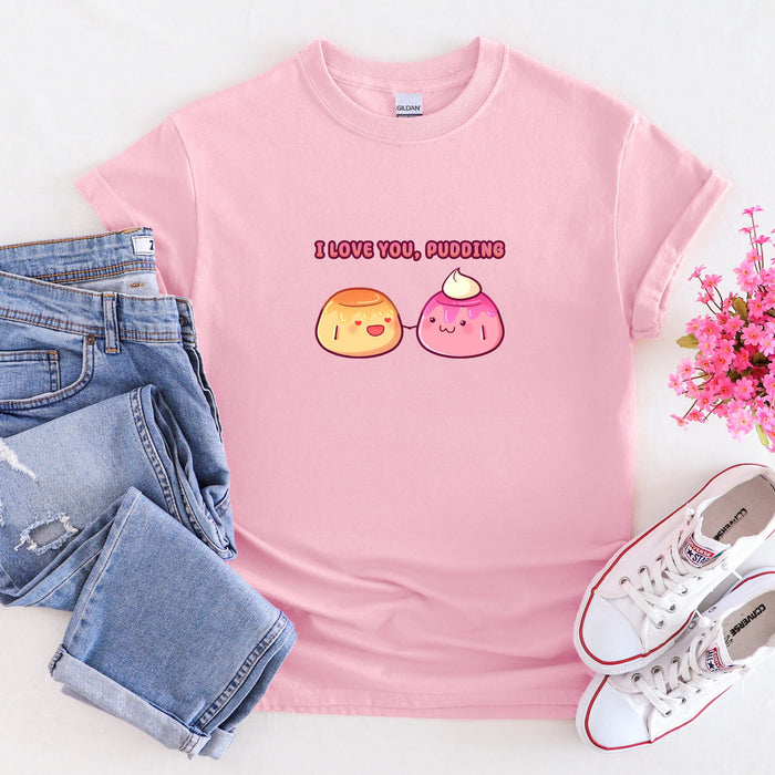 Flan and Pudding Couple "I Love You Pudding" T-Shirt