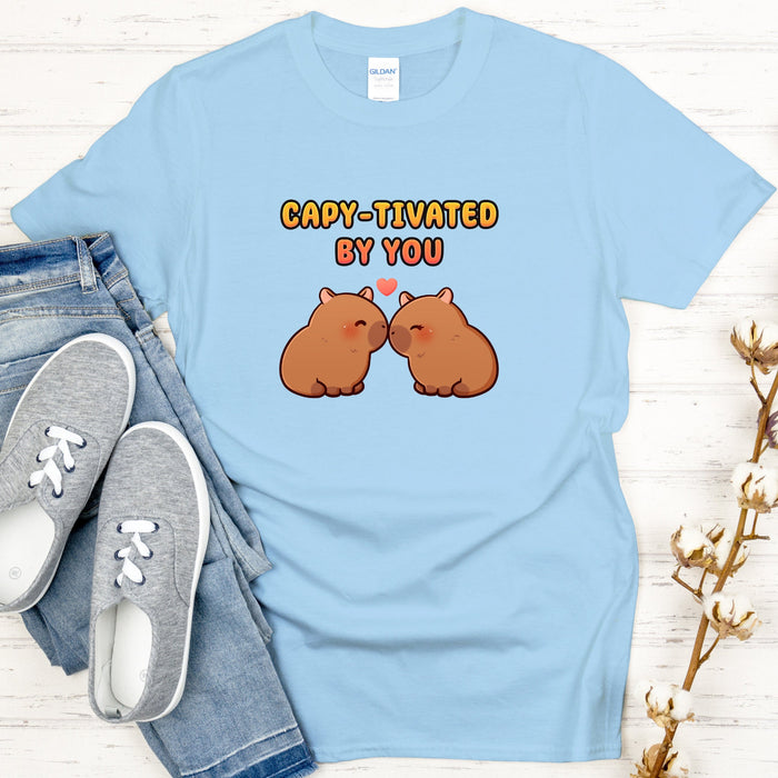 Capybara Couple T-Shirt | "Capy-tivated by You" Cute Animals Holiday Gift Valentine's Day Boyfriend Girlfriend Husband Wife Matching Outfit