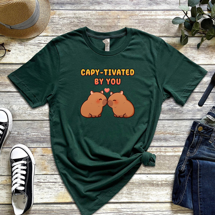 Capybara Couple T-Shirt | "Capy-tivated by You" Cute Animals Holiday Gift Valentine's Day Boyfriend Girlfriend Husband Wife Matching Outfit