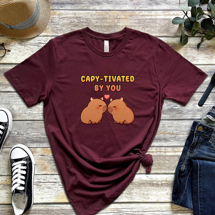 Capybara Couple T-Shirt | "Capy-tivated by You" Cute Animals Holiday Gift Valentine's Day Boyfriend Girlfriend Husband Wife Matching Outfit