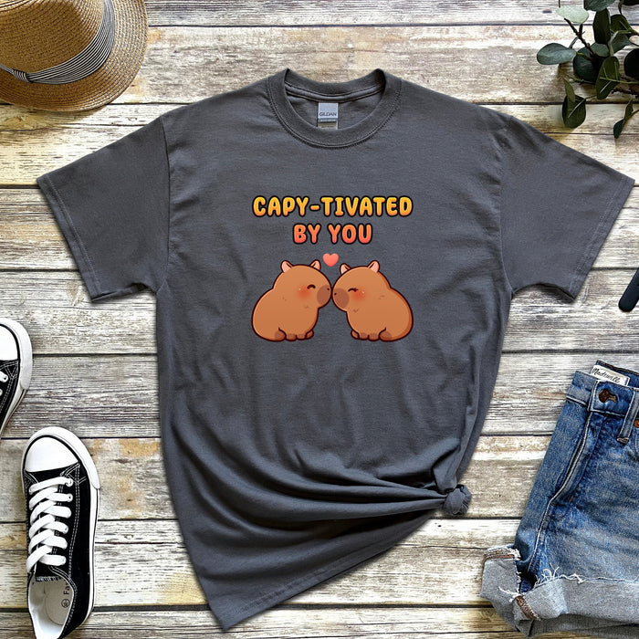 Capybara Couple T-Shirt | "Capy-tivated by You" Cute Animals Holiday Gift Valentine's Day Boyfriend Girlfriend Husband Wife Matching Outfit