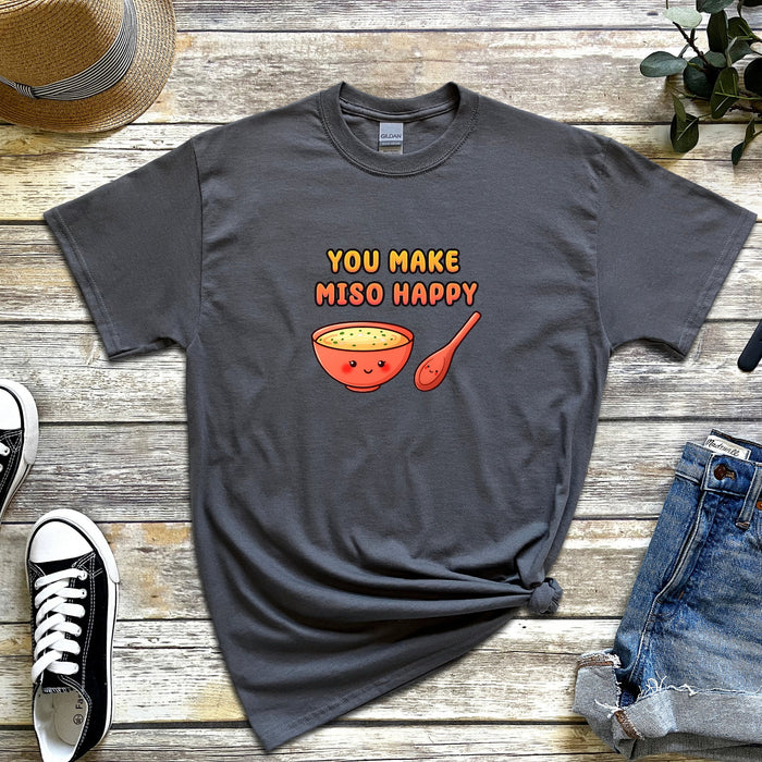 Miso Soup and Spoon Couple "You Make Miso Happy" T-Shirt