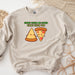 a sweatshirt with a pizza and a slice of pizza on it