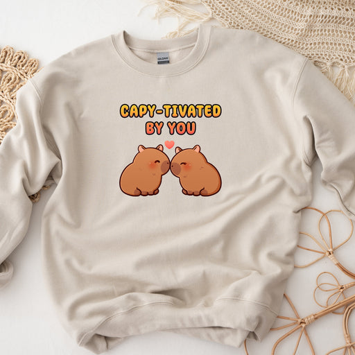 a white sweatshirt with a couple of bears on it