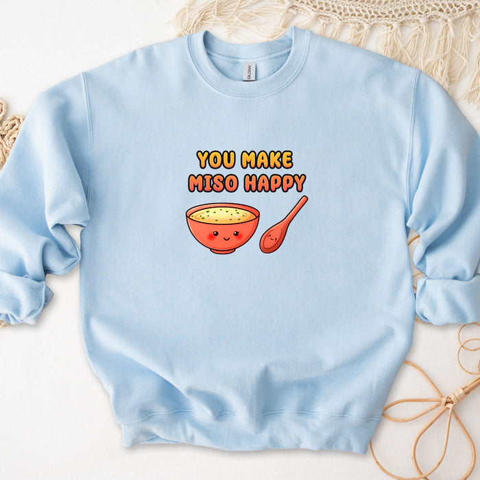 a blue sweatshirt with a bowl of cereal on it