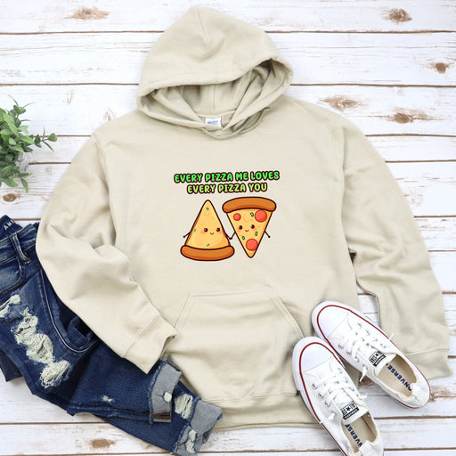 a sweatshirt with a pizza and a slice of pizza on it