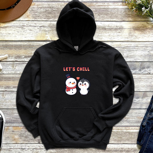 a black hoodie that says let&#39;s chill on it