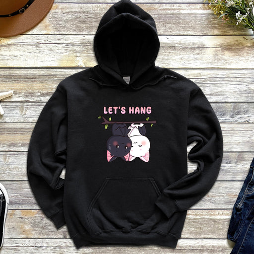 a black hoodie that says let&#39;s hang on it
