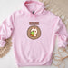 a pink hoodie with a hedge on it