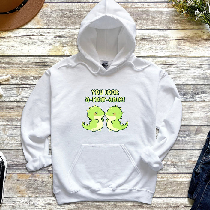 a white hoodie with the words you look 6 - 6 - 8 on it