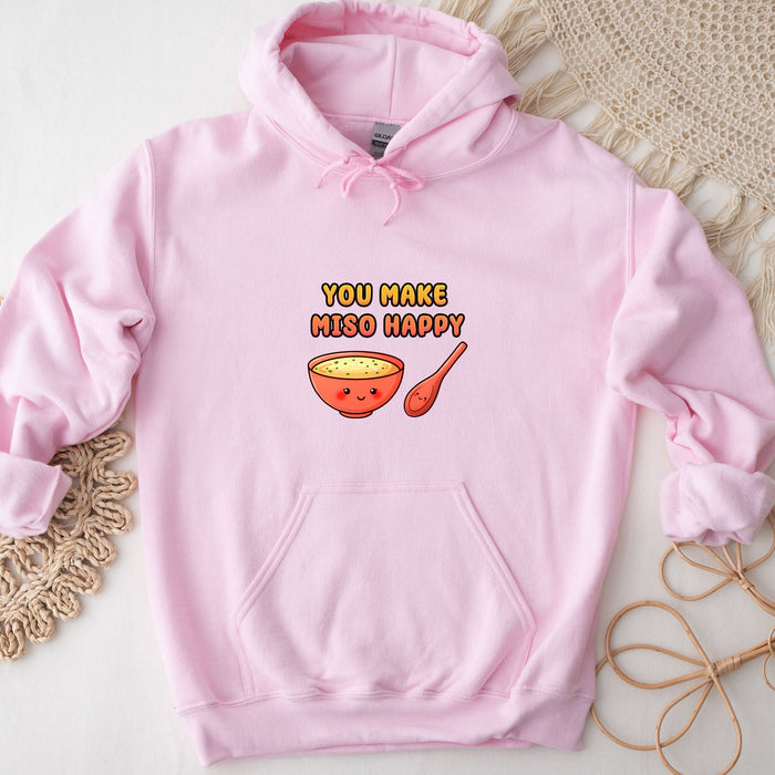 a pink hoodie that says you make misso happy