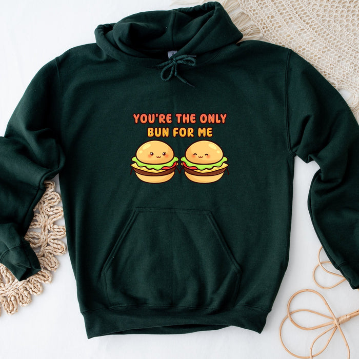 a green sweatshirt with two hamburgers that says you&#39;re the only run for