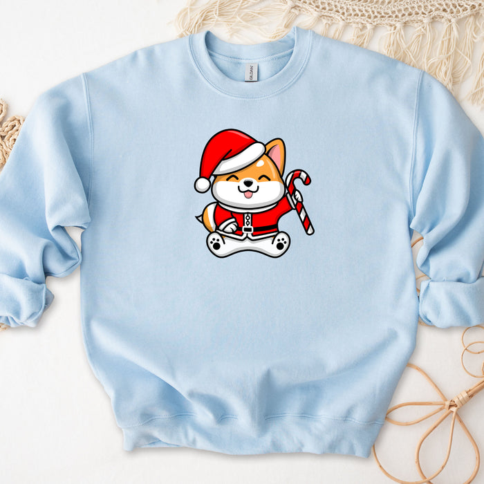 Santa Puppy with Candy Cane Sweatshirt