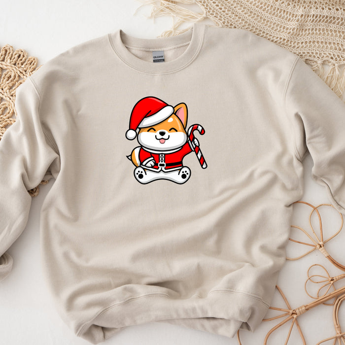 Santa Puppy with Candy Cane Sweatshirt