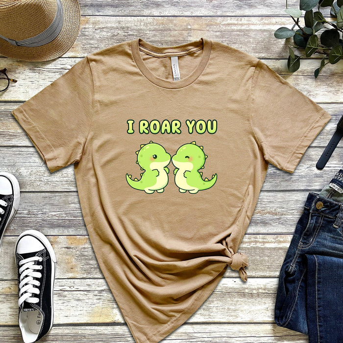 Dinosaur Couple "I Roar You" T-Shirt | Cute T-Rex Holiday Gift Valentine's Day Boyfriend Girlfriend Husband Wife Matching Outfit