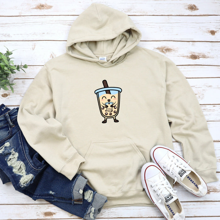 a hoodie with a picture of a drink on it